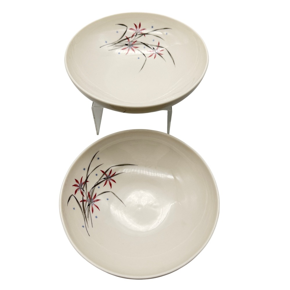 Syracuse China Flame Lily Bowls 8" vegetable bowls Mid Century Modern Floral MCM